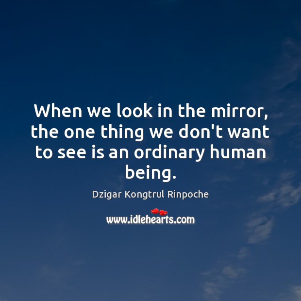 When we look in the mirror, the one thing we don’t want to see is an ordinary human being. Dzigar Kongtrul Rinpoche Picture Quote
