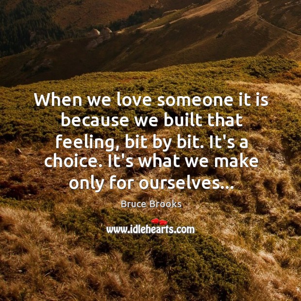 When we love someone it is because we built that feeling, bit Love Someone Quotes Image