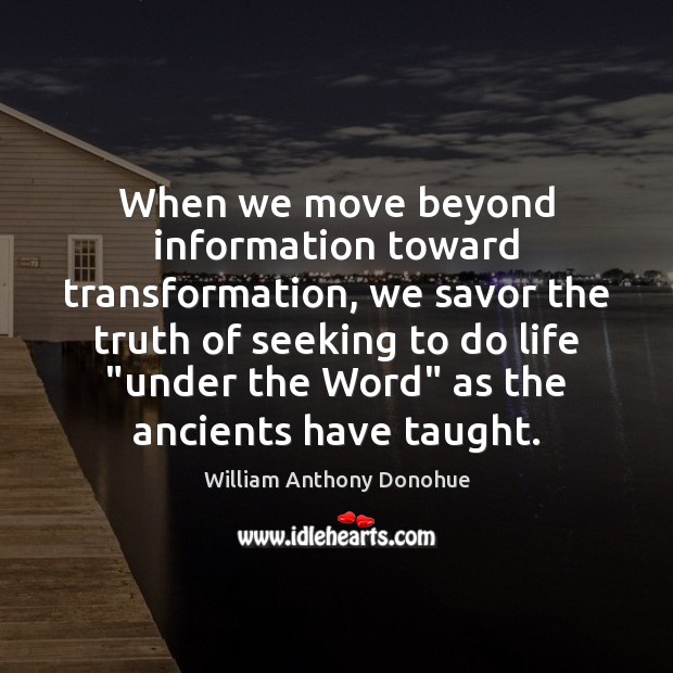 When we move beyond information toward transformation, we savor the truth of Image