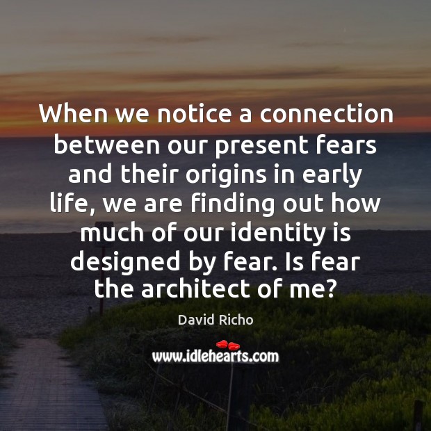When we notice a connection between our present fears and their origins David Richo Picture Quote