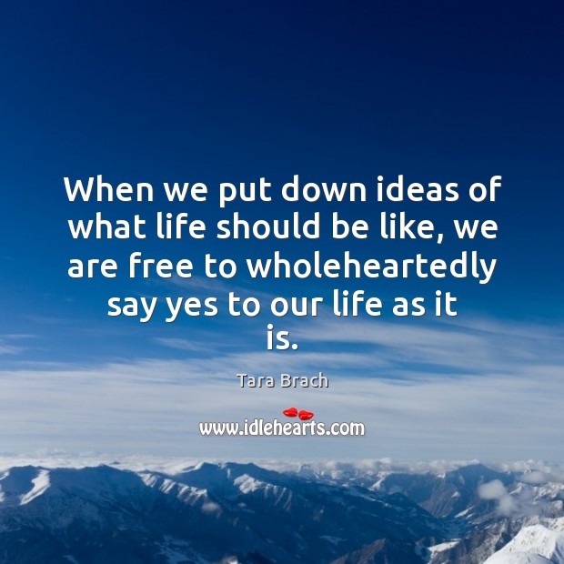 When we put down ideas of what life should be like, we Tara Brach Picture Quote