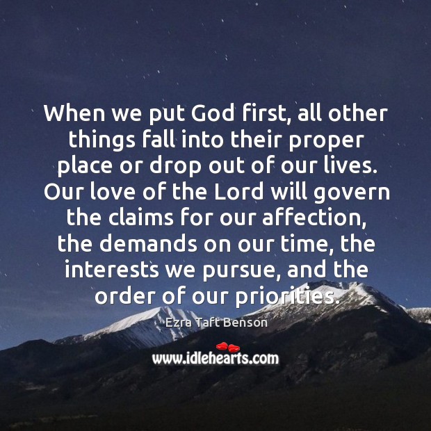 When we put God first, all other things fall into their proper Image