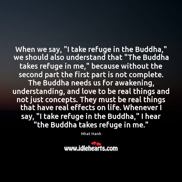 When we say, “I take refuge in the Buddha,” we should also Nhat Hanh Picture Quote