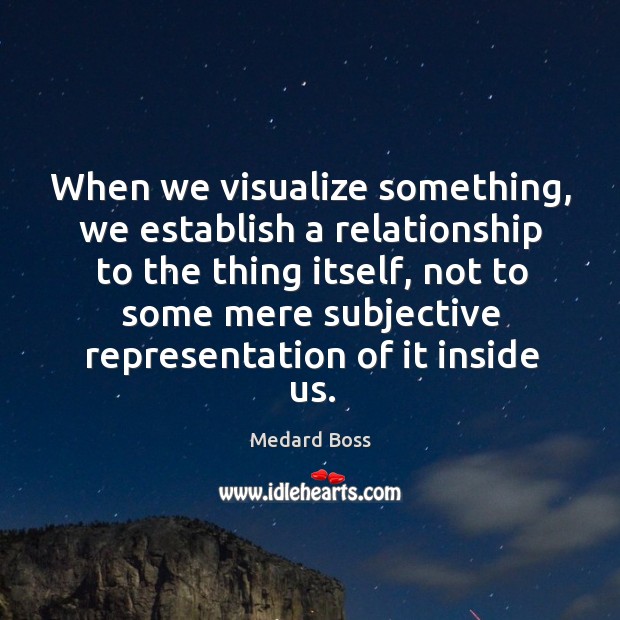 When we visualize something, we establish a relationship to the thing itself, Medard Boss Picture Quote