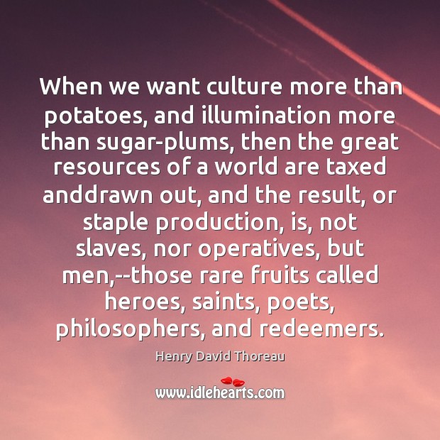 When we want culture more than potatoes, and illumination more than sugar-plums, 