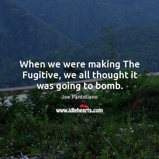 When we were making the fugitive, we all thought it was going to bomb. Image