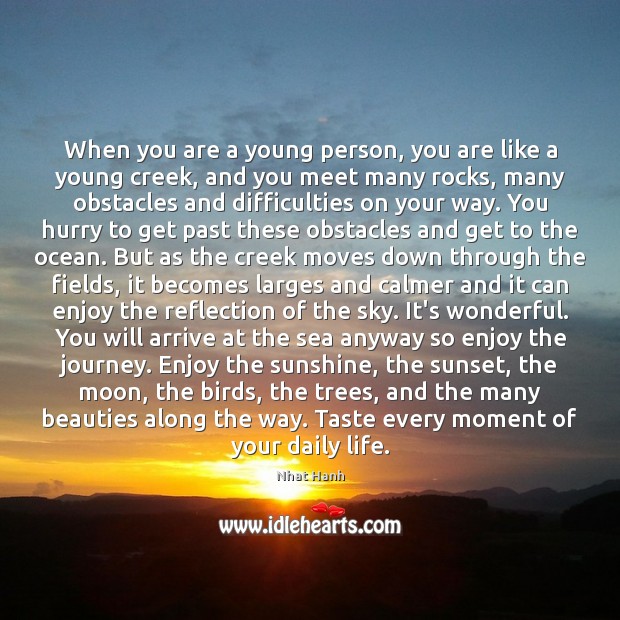 When you are a young person, you are like a young creek, Nhat Hanh Picture Quote