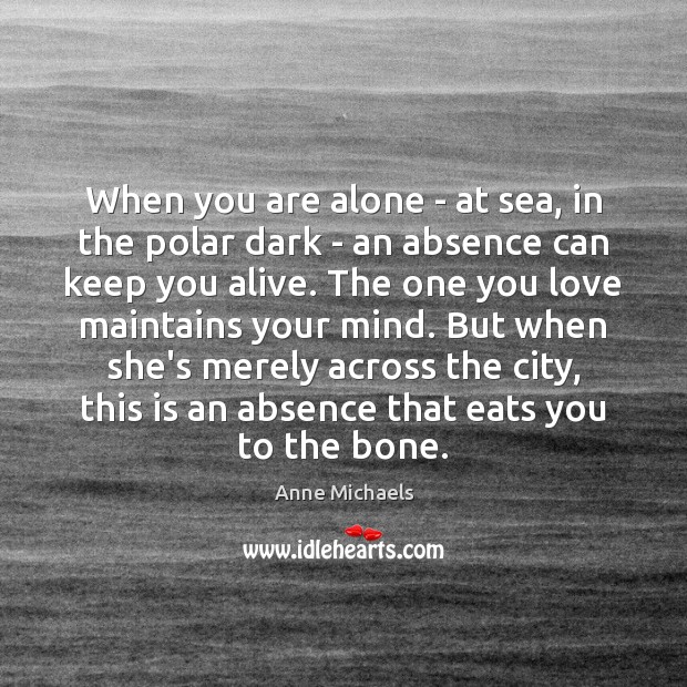 When you are alone – at sea, in the polar dark – Anne Michaels Picture Quote