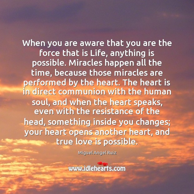 When you are aware that you are the force that is Life, Miguel Angel Ruiz Picture Quote