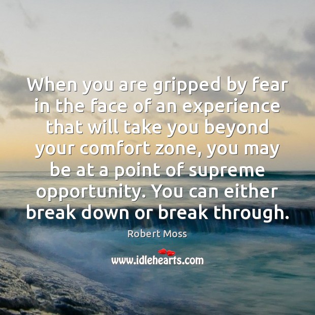 When you are gripped by fear in the face of an experience Robert Moss Picture Quote