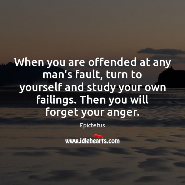 When you are offended at any man’s fault, turn to yourself and Epictetus Picture Quote