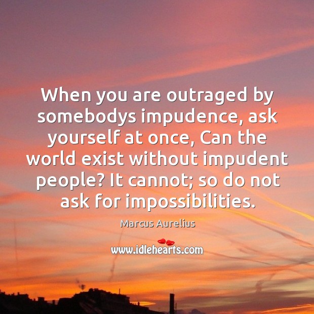 When you are outraged by somebodys impudence, ask yourself at once, can the world exist without impudent people? Image