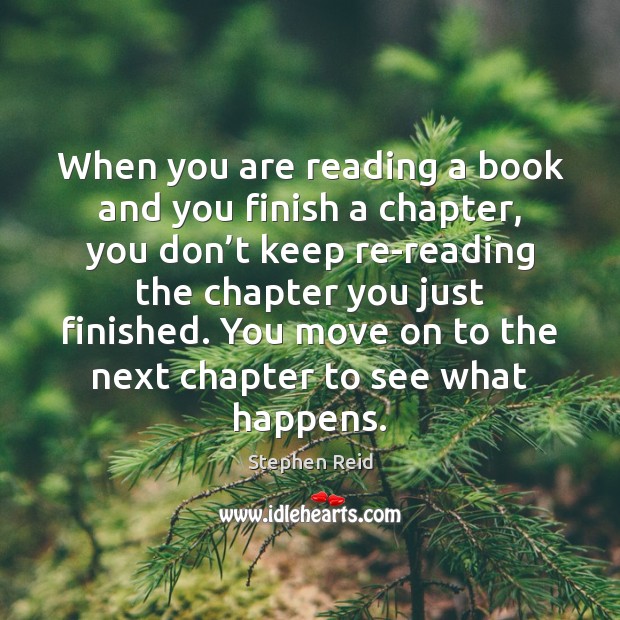 When you are reading a book and you finish a chapter, you Stephen Reid Picture Quote