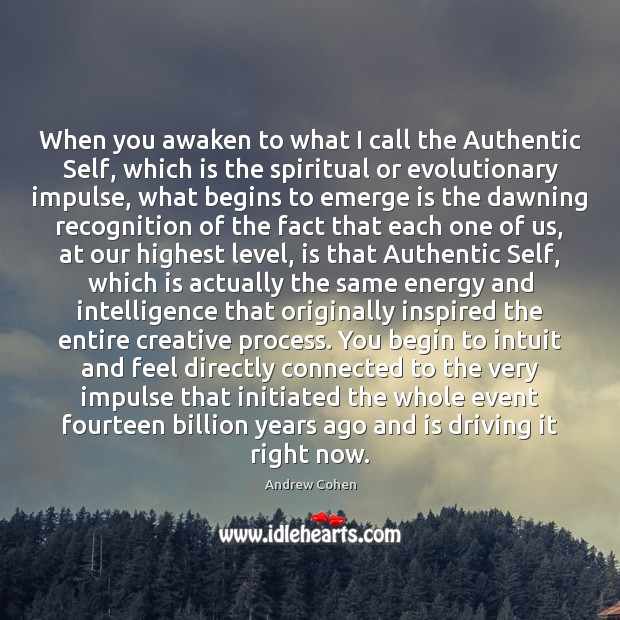 When you awaken to what I call the Authentic Self, which is Image