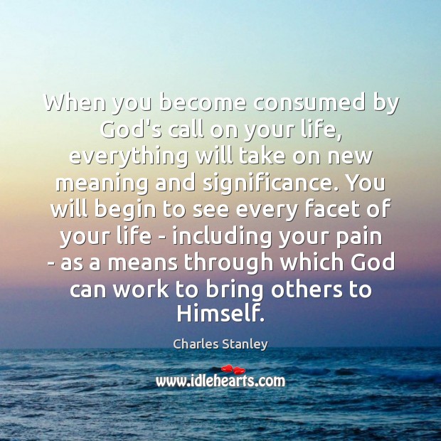 When you become consumed by God’s call on your life, everything will Charles Stanley Picture Quote