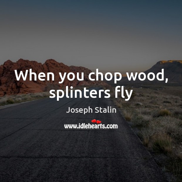 When you chop wood, splinters fly Joseph Stalin Picture Quote