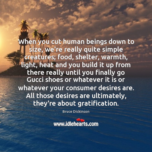 When you cut human beings down to size, we’re really quite simple Bruce Dickinson Picture Quote