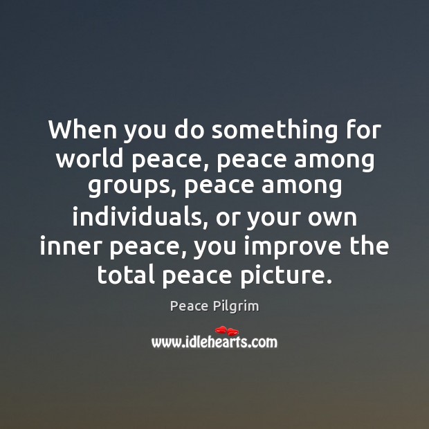 When you do something for world peace, peace among groups, peace among Peace Pilgrim Picture Quote