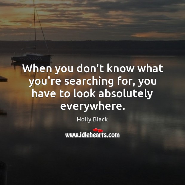When you don’t know what you’re searching for, you have to look absolutely everywhere. Holly Black Picture Quote