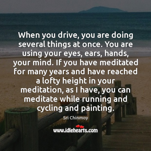 When you drive, you are doing several things at once. You are Sri Chinmoy Picture Quote