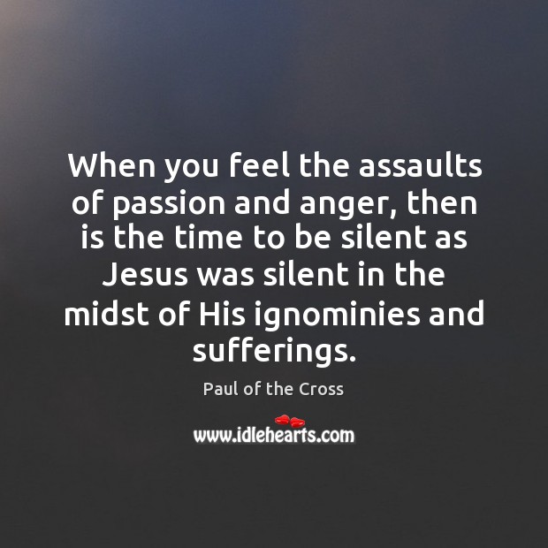 When you feel the assaults of passion and anger, then is the Paul of the Cross Picture Quote