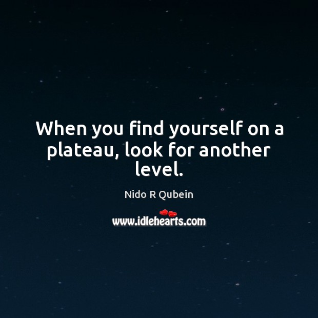 When you find yourself on a plateau, look for another level. Nido R Qubein Picture Quote