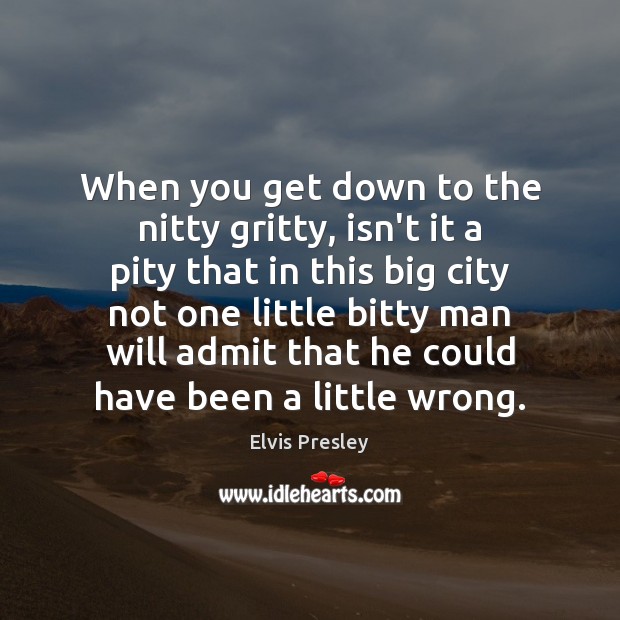 When you get down to the nitty gritty, isn’t it a pity Elvis Presley Picture Quote