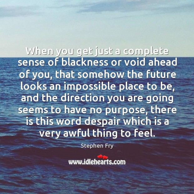 When you get just a complete sense of blackness or void ahead of you Stephen Fry Picture Quote