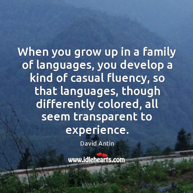 When you grow up in a family of languages, you develop a kind of casual fluency, so that languages Image