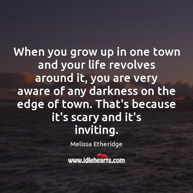When you grow up in one town and your life revolves around Melissa Etheridge Picture Quote