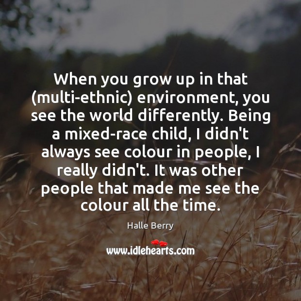 When you grow up in that (multi-ethnic) environment, you see the world Halle Berry Picture Quote