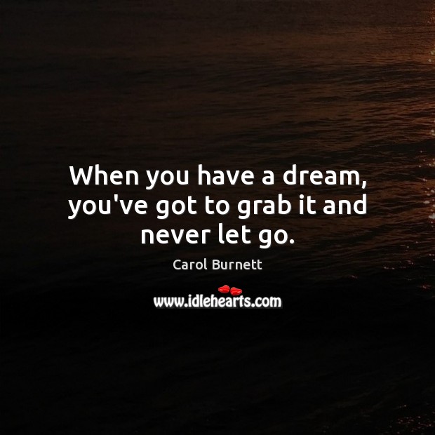When you have a dream, you’ve got to grab it and never let go. Carol Burnett Picture Quote
