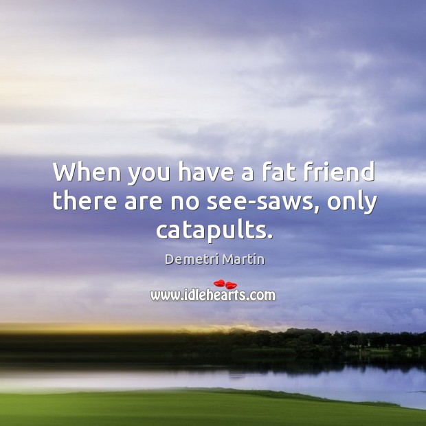 When you have a fat friend there are no see-saws, only catapults. Demetri Martin Picture Quote