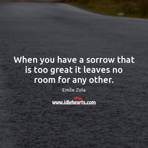 When you have a sorrow that is too great it leaves no room for any other. Image