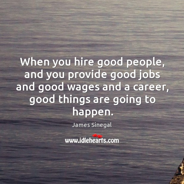 When you hire good people, and you provide good jobs and good wages and a career James Sinegal Picture Quote