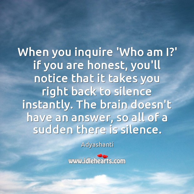 When you inquire ‘Who am I?’ if you are honest, you’ll Adyashanti Picture Quote