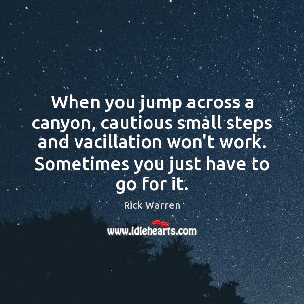 When you jump across a canyon, cautious small steps and vacillation won’t Image
