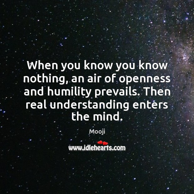 When you know you know nothing, an air of openness and humility Mooji Picture Quote