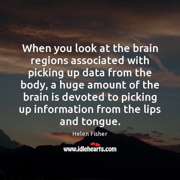 When you look at the brain regions associated with picking up data Helen Fisher Picture Quote