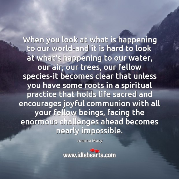 When you look at what is happening to our world-and it is Joanna Macy Picture Quote