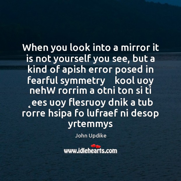 When you look into a mirror it is not yourself you see, John Updike Picture Quote
