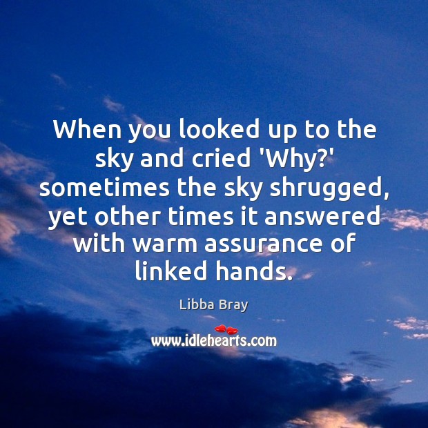 When you looked up to the sky and cried ‘Why?’ sometimes Libba Bray Picture Quote