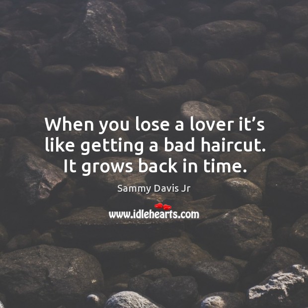 When you lose a lover it’s like getting a bad haircut. It grows back in time. 