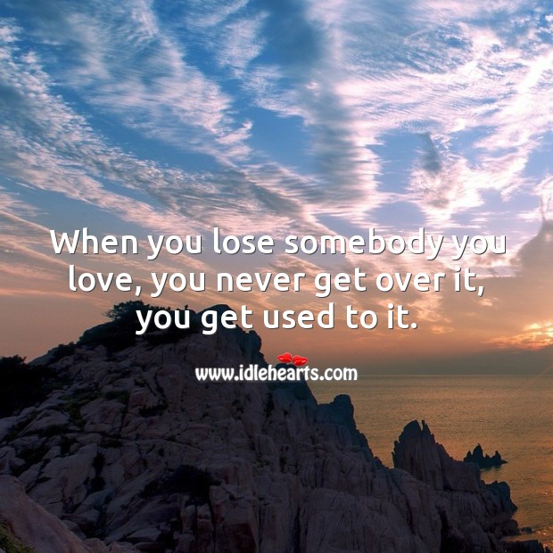 When you lose somebody you love, you never get over it, you get used to it. Image