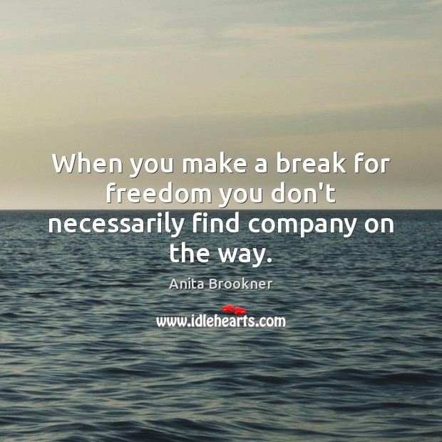When you make a break for freedom you don’t necessarily find company on the way. Anita Brookner Picture Quote