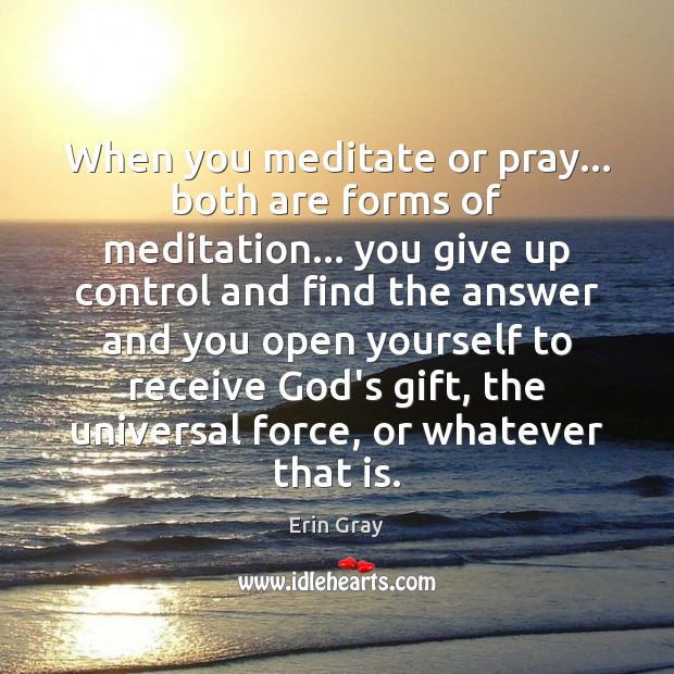 When you meditate or pray… both are forms of meditation… you give Erin Gray Picture Quote