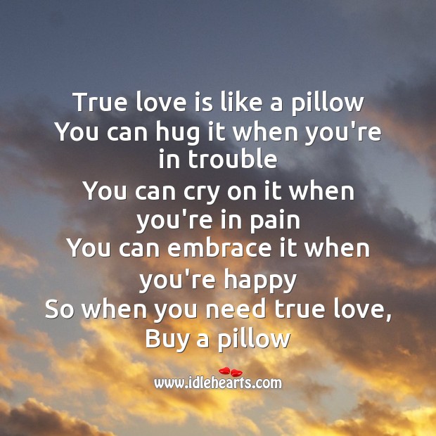 When you need true love, buy a pillow True Love Quotes Image