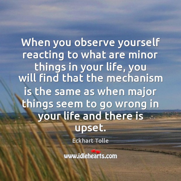 When you observe yourself reacting to what are minor things in your Eckhart Tolle Picture Quote