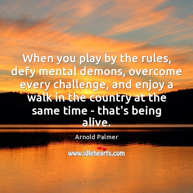 When you play by the rules, defy mental demons, overcome every challenge, Arnold Palmer Picture Quote