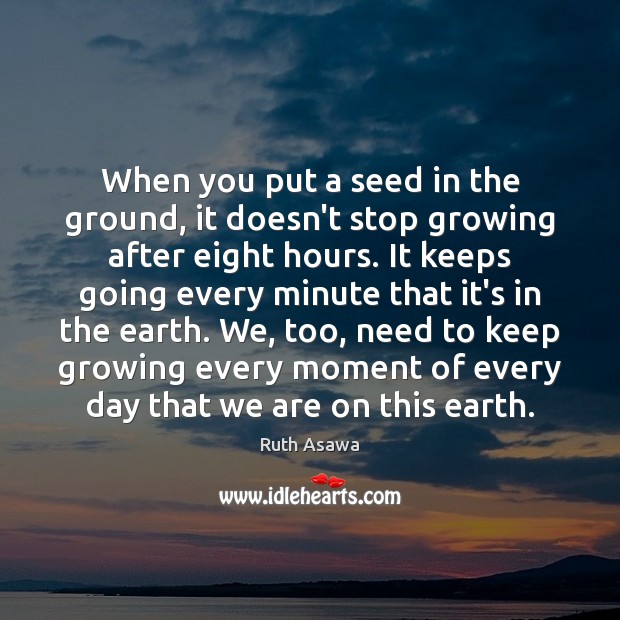 When you put a seed in the ground, it doesn’t stop growing Ruth Asawa Picture Quote